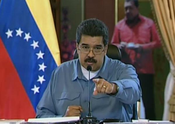 Präsident Maduro während der Kabinettssitzung am Montag