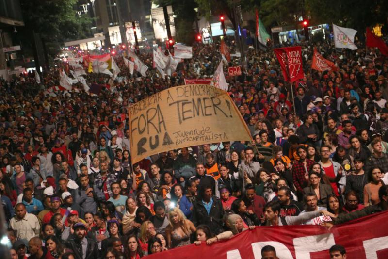 Demonstration am Donnerstagabend in São Paulo gegen De-facto-Präsident Temer