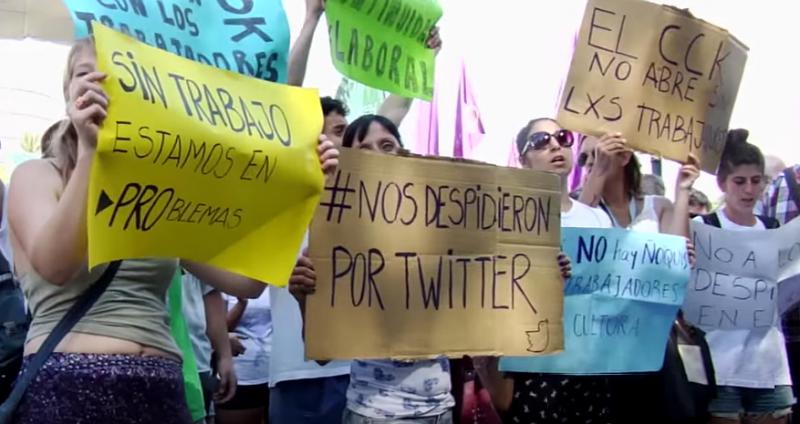 Proteste von entlassenen Angestellten des Kulturzentrums Kirchner

(Screenshot)
