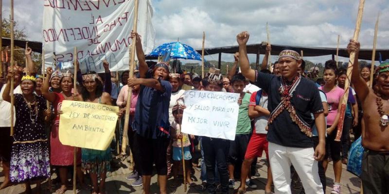 Indigene Gemeinden protestieren seit dem 1. September in Saramurillo im Nordosten von Peru gegen die Verseuchung ihres Landes durch Erdöl