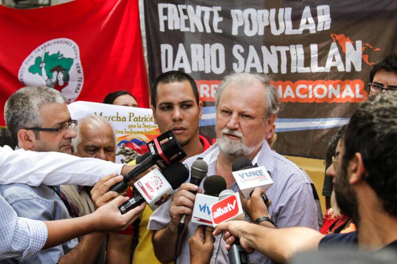 Joáo Pedro Stedile in Caracas. Er unterstützte den Kandidaten der Linken, Nicolás Maduro, bei den Präsidentschaftswahlen am 4. April 2013
