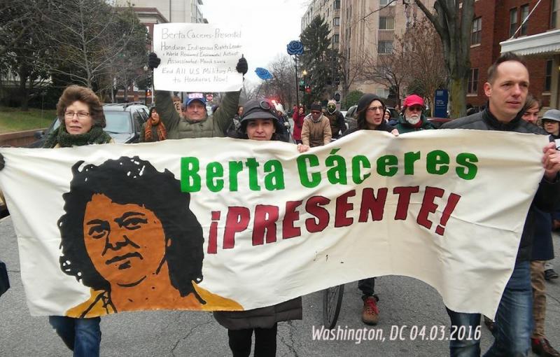 Protest nach dem Mord an Berta Cáceres in Washington, USA