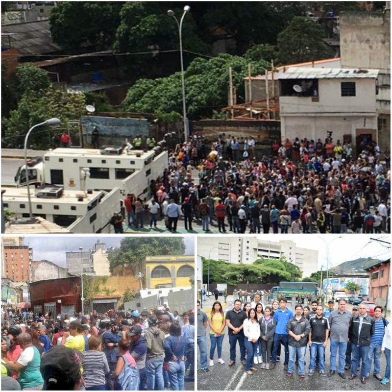 Bilder vom Protest am Montag in Caracas, die Freddy Guevara auf Twitter verbreitet. Man sei "bis auf einen Häuserblock an den TSJ und sechs Häuserblocks an Miraflores"  ‒ den Präsidentenpalast  ‒ herangekommen und werde weiter vorrücken
