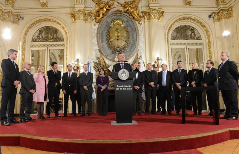 Argentiniens Präsident Macri bei der Vorstellung des neuen Bergbaugesetzes am 13. Juni