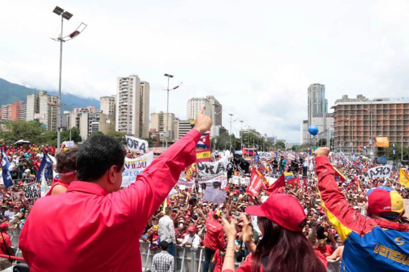 Venezuelas Präsident Maduro bei der abschließenden Kundgebung für die verfassunggebende Versammlung am Donnerstag in Caracas, Venezuela