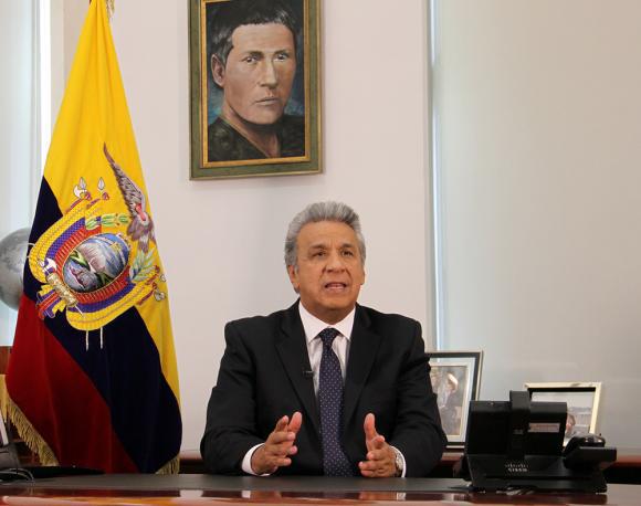 Der Präsident von Ecuador, Lenín Moreno, erläuterte die sieben Fragen für die Volksabstimmung