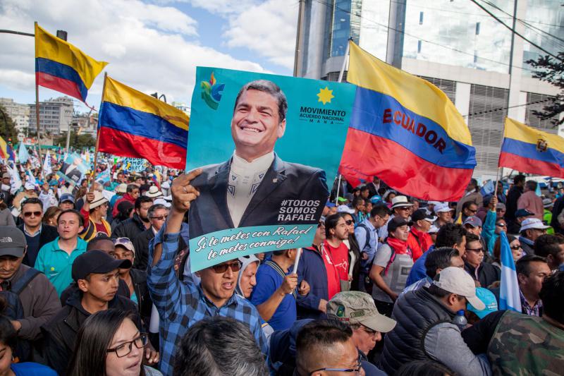 Anhänger von Ex-Präsident Rafael Correa in Quito, Ecuador