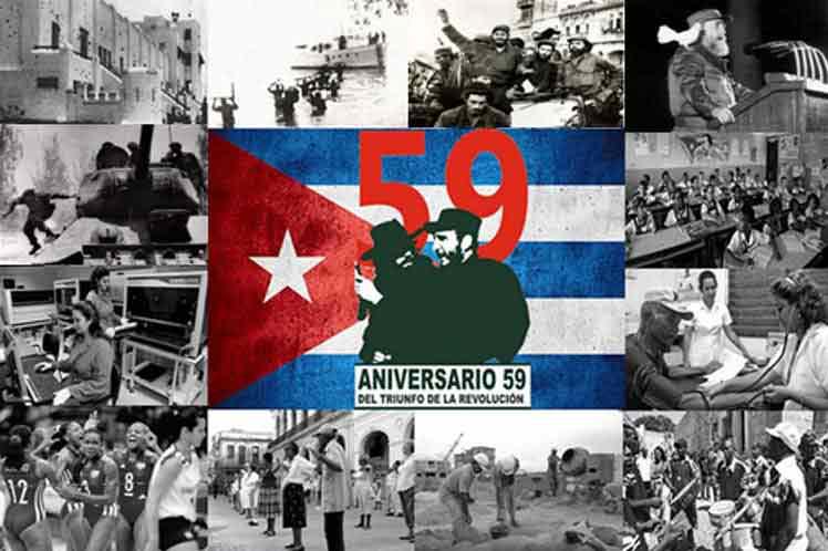 Collage der Nachrichtenagentur Prensa Latina zum 59. Jahrestag der Revolution