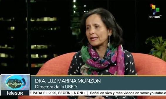 Die Leiterin der Einheit zur Suche nach Verschwundenen (UBPD) in Kolumbien, Luz Marina Monzón, im Gespräch mit Telesur