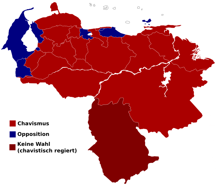 Politische Landschaft nach den Wahlen - Bundesstaaten. Im Bundesstaat Amazonas werden die Wahlen nach einen anderen Rhythmus abgehalten, weil im Jahr 2001 vorgezogene Neuwahlen stattfanden. Der aktuelle Gouverneur Liborio Guarulla wurde im Jahr 2005 gewählt.