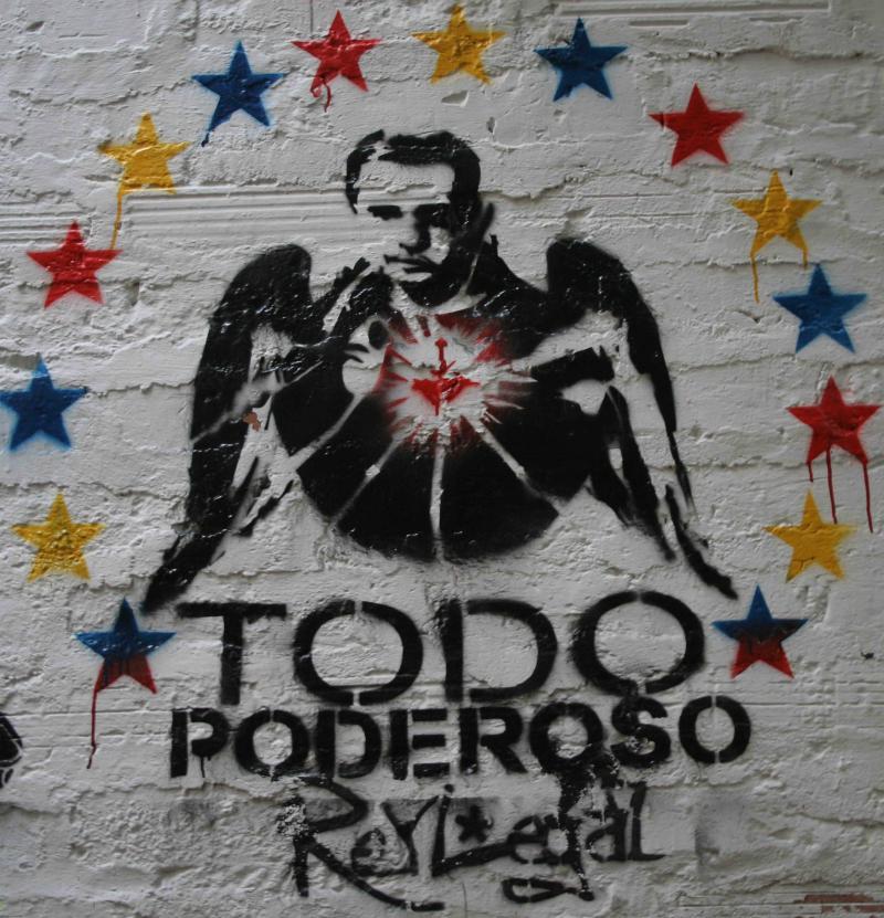 Graffito Uribe als "todo poderoso"