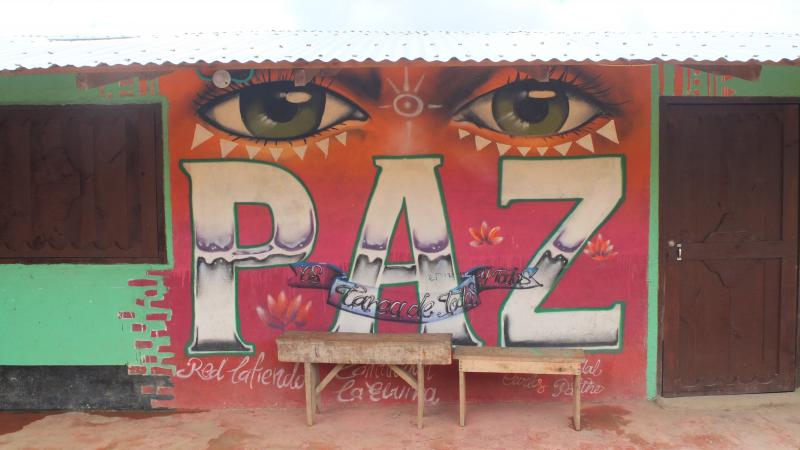 "Frieden" - Wandbild in einer Demobilisierungszone in Kolumbien