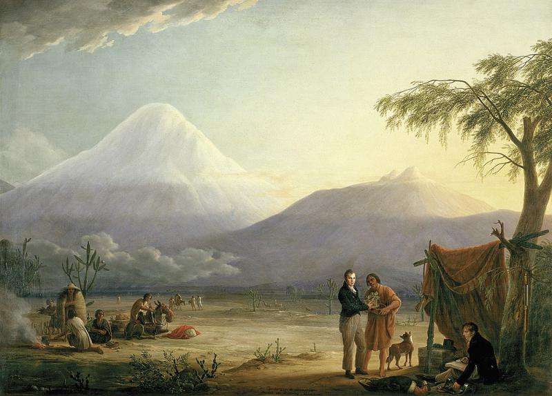 Humboldt und Bonpland am Fuß des Vulkans Chimborazo, Ecuador (Gemälde von Friedrich Georg Weitsch, 1810)