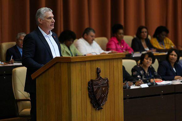 Kubas Präsident Díaz-Canel bei seiner Rede vor dem Parlament am 13.Juli
