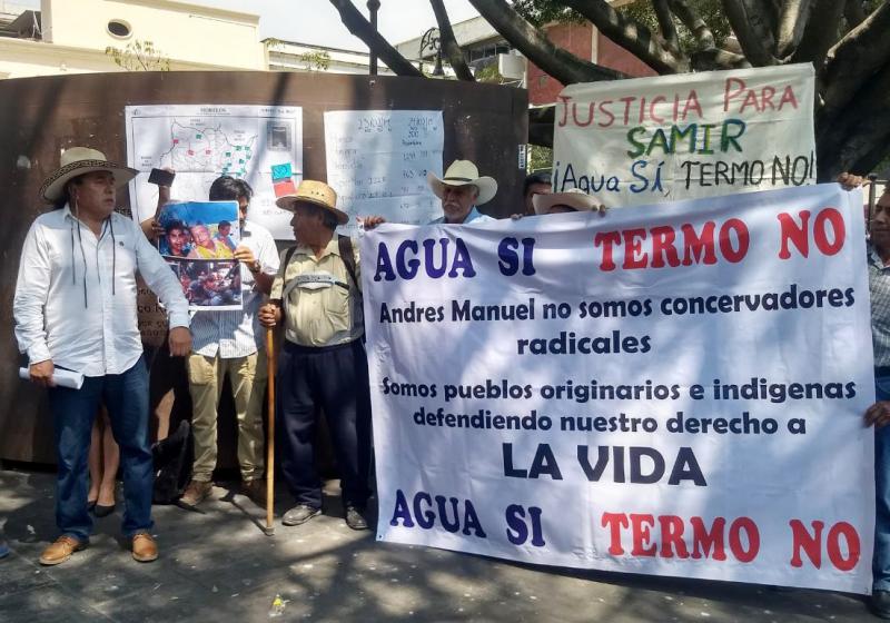 Die Proteste am Wochenende gegen das Elektrizitäts-Kraftwerk Huexca waren verbunden mit der Forderung nach Gerechtigkeit für den vergangene Woche ermordeten Aktivisten Samir Flores