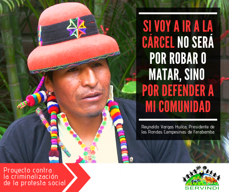 Der Vorsitzende der Bauernorganisation von Fuerabamba, Reynaldo Vargas Huilca: "Wenn ich ins Gefängnis gehe, dann nicht, weil ich gestohlen oder getötet, sondern weil ich die Gemeinde verteidigt habe."