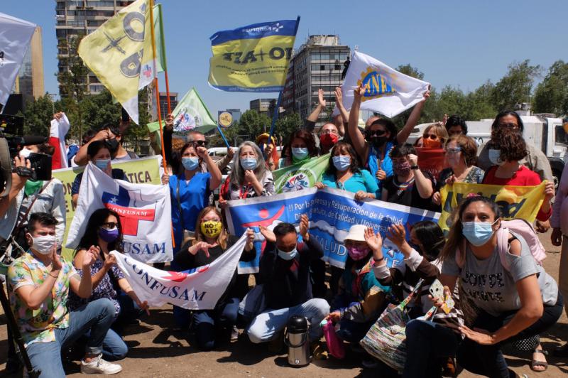 Vertreter:innen der Unidad Social am 26. Oktober in Santiago de Chile