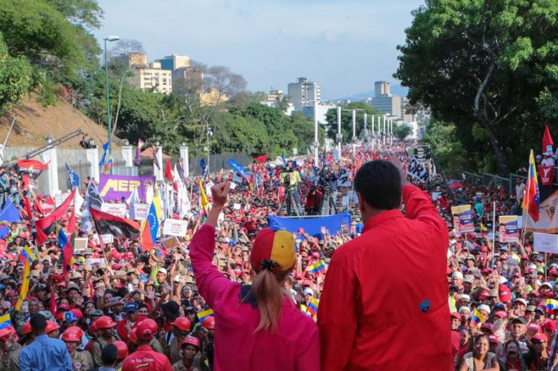 Präsident Maduro bei der Kundgebung in Caracas am 1. Mai 2019