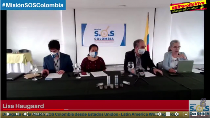Die vier Vertreter:innen der Mission SOS Colombia auf der Pressekonferenz am 12. Juli.