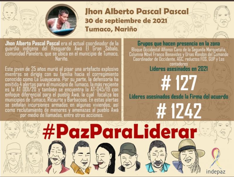 Unter dem Hashtag #PazParaLiderar macht das Institut Indepaz mit kleinen Aufklärungstafeln auf die Ermordeten aufmerksam