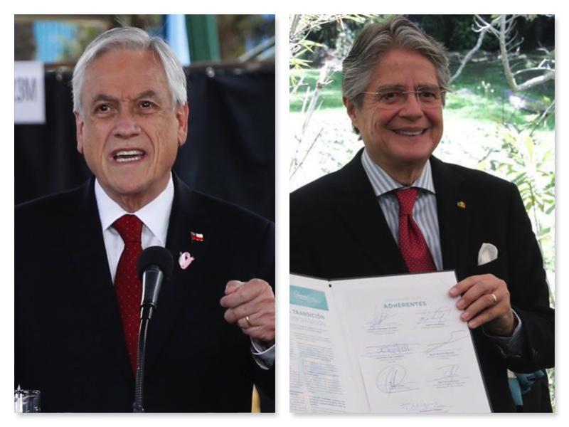 Zwei aktuelle Präsidenten, die wegen der Pandora Papers nun einiges zu erklären haben: Sebastián Piñera (Chile, links) und Guillermo Lasso (Ecuador)