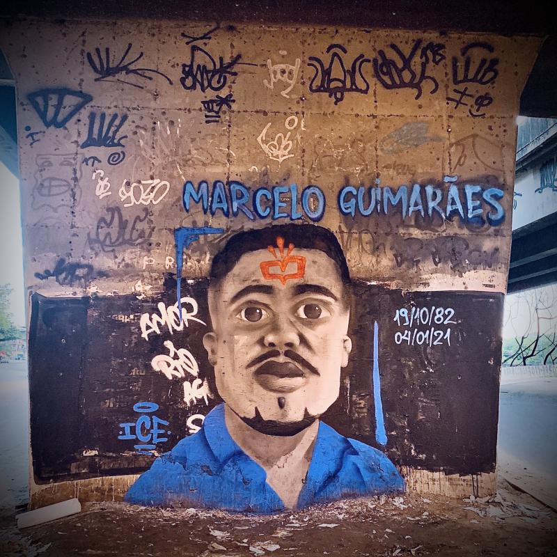 Wandbild in Erinnerung an den am Montag ermordeten Marcelo Guimarães