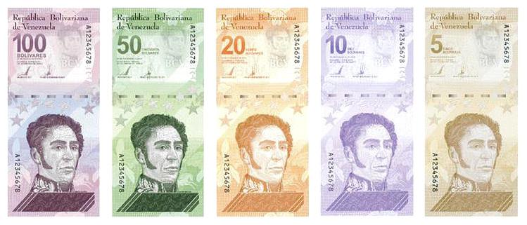 "Digitaler Bolívar":Die neuen Scheine von fünf  bis 100 BsD