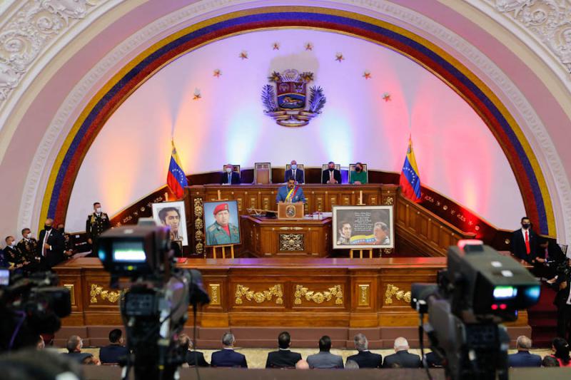 Präsident Maduro bei der Vorstellung seines Rechenschaftsberichts vor dem Parlament