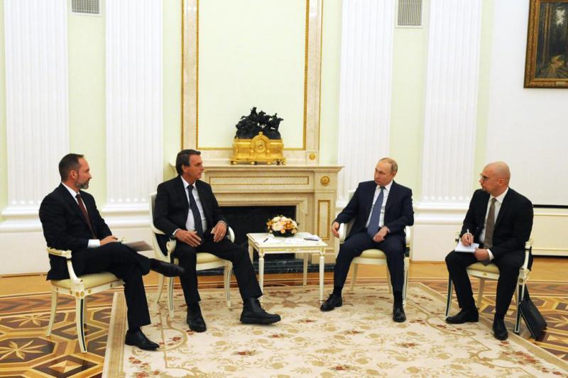 Die Präsidenten Bolsonaro und Putin bei ihrem Treffen im Kreml am Mittwoch
