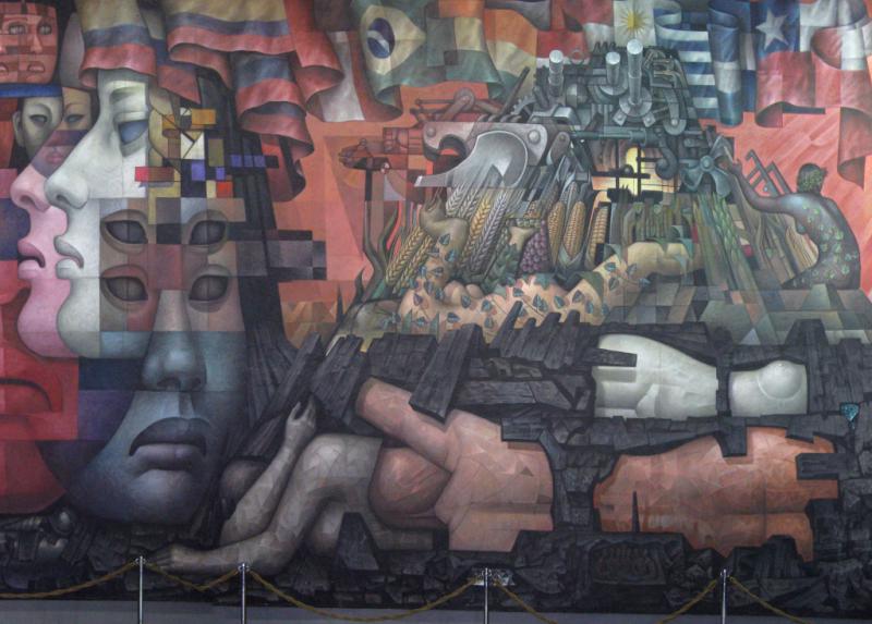 Wandbild "Presencia de América Latina" von Jorge González Camarena (Mexiko) in der Universidad de Concepción, Chile (Detail)