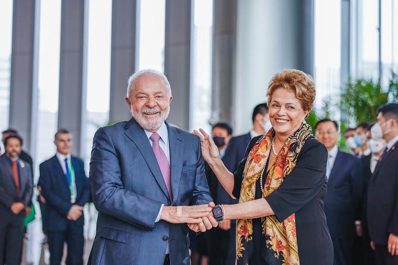 Lula mit Dilma Rousseff bei ihrer Amtseinführung am 13. April als Leiterin der Brics-Bank