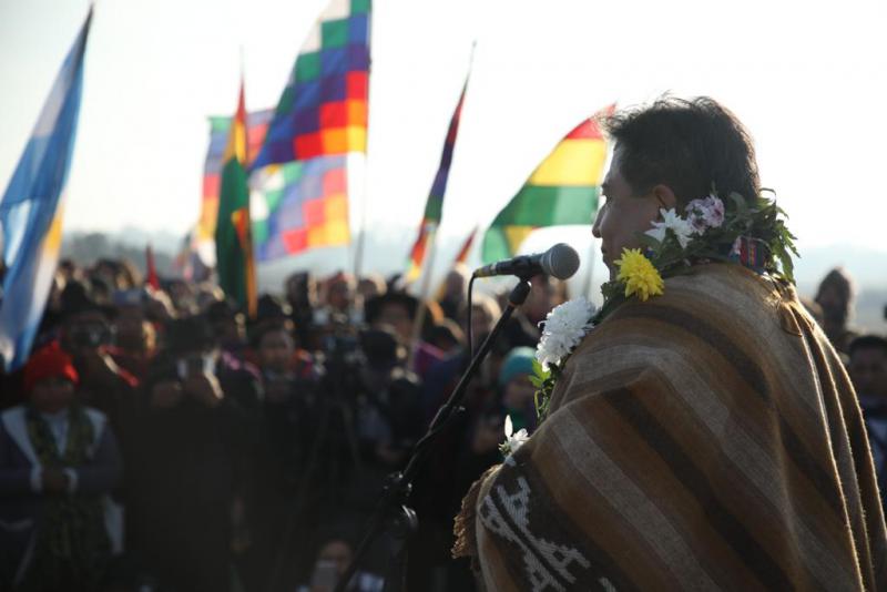 David Choquehuanca am 21. Juni 2022 beim Neujahrsfest der Aymara, dem Willkakuti