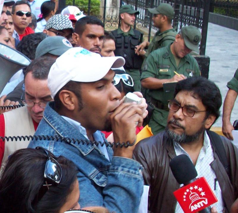 Gewerkschafter in Caracas auf der Straße