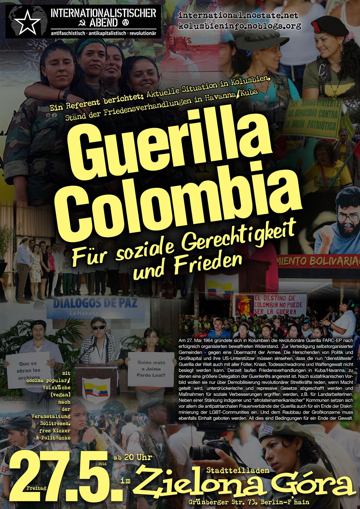 Guerilla Colombia: Plakat zur Veranstaltung