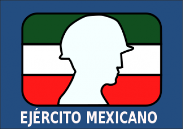 Emblem der mexikanischen Armee: Umriss eines Soldaten vor der Landesfahne