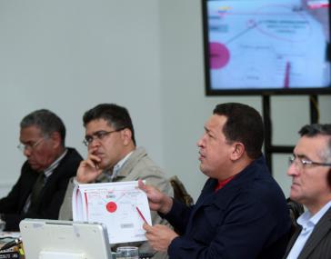 Hugo Chávez vergangene Woche mit seinem Kabinett