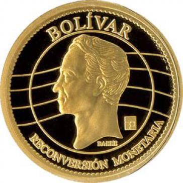 Goldmünze mit Simón Bolívar