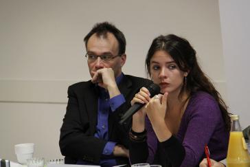 Camila Vallejo auf der Pressekonferenz der Rosa-Luxemburg-Stiftung in Berlin