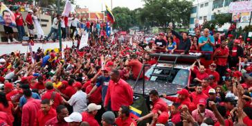Präsident Hugo Chávez am Montag im Stadtteil Catia von Caracas