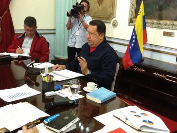 Der venezolanische Präsident Hugo Chávez bei seiner Ansprache