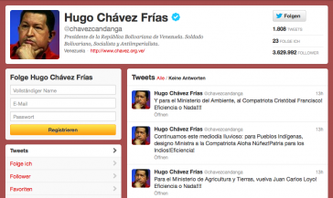 Twitter-Seite von Chávez