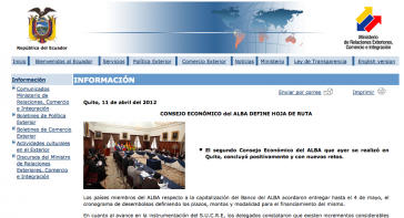 Mitteilung des Außenministeriums von Ecuador