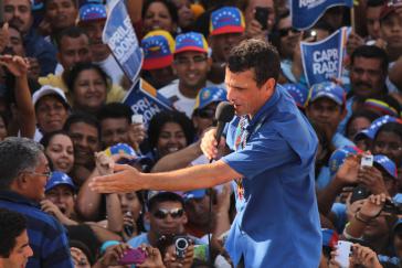 Konnte leicht aufholen: Henrique Capriles Radonski bei einer Wahlkampfveranstaltung im Osten Venezuelas