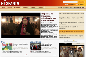 Website des neuen Fernsehsenders Hispan TV