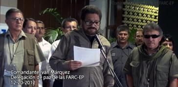 Iván Márquez beim Verlesen der Erklärung am 20. Dezember in Havanna