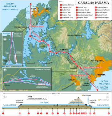 Karte des Panama-Kanals
