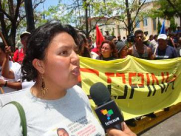 Bertha Cáceres auf einer Demonstration im September 2009