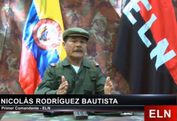 Der ELN-Oberkommandierende Nicolás Rodríguez Bautista, alias "Gabino" in der Video-Grußbotschaft vergangene Woche