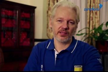 Julian Assange in der Botschaft Ecuadors in London im Juni 2014