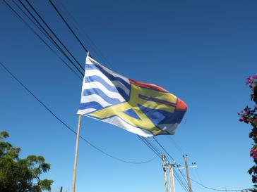 Die Fahne der Frente Amplio in Santa Catalina, Montevideo
